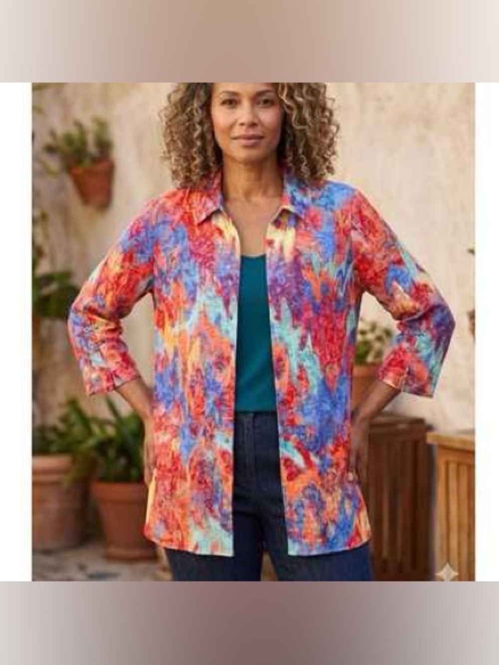 Ali Miles Multi-Color Abstract Button-Down Shirt